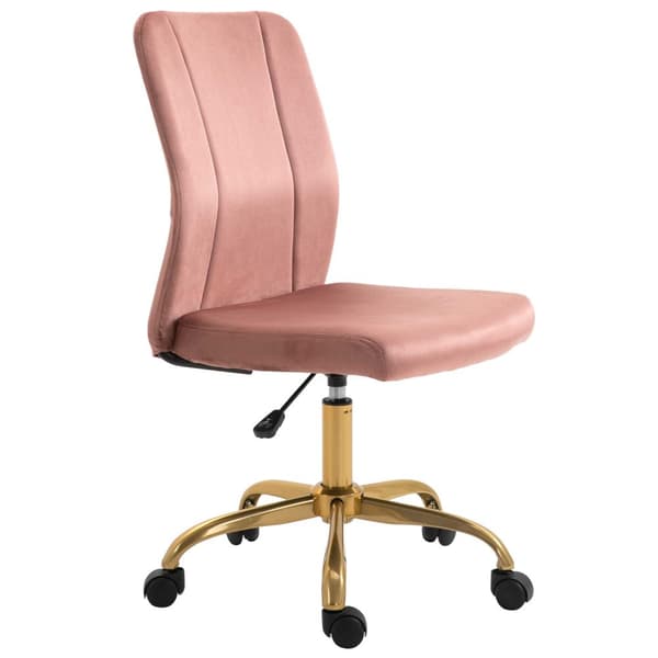Rootz kontorsstol - Ergonomisk stol - Roterande skrivbordsstol - Velvet komfort - 56 cm x 60 cm x 92-102 cm - rosa och guld