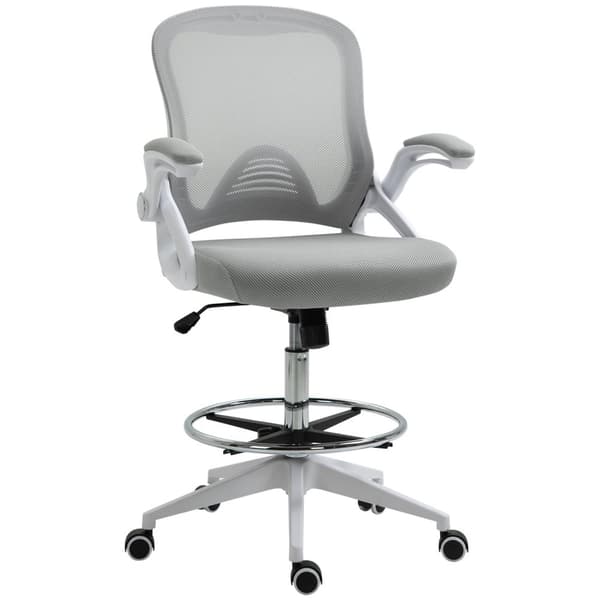 Rootz -kontorstol - Ergonomisk sæde - skrivebordsstol - Højdejusterbar fodstøtte - 64L x 60W x 106-126H cm - Grå og hvid
