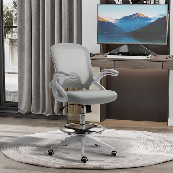 Rootz -kontorstol - Ergonomisk sæde - skrivebordsstol - Højdejusterbar fodstøtte - 64L x 60W x 106-126H cm - Grå og hvid