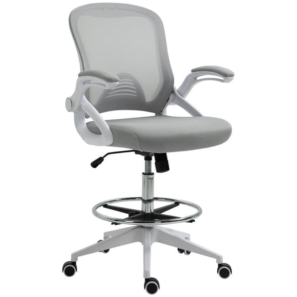 Rootz -kontorstol - Ergonomisk sæde - skrivebordsstol - Højdejusterbar fodstøtte - 64L x 60W x 106-126H cm - Grå og hvid