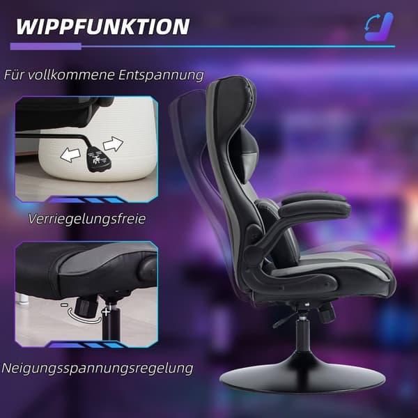 Rootz Rocking Gaming Chair - Swivel Seat - Ergonomic Stol - Højde Justerbar - 67 cm x 71 cm x 112 cm - Ultimate Comfort