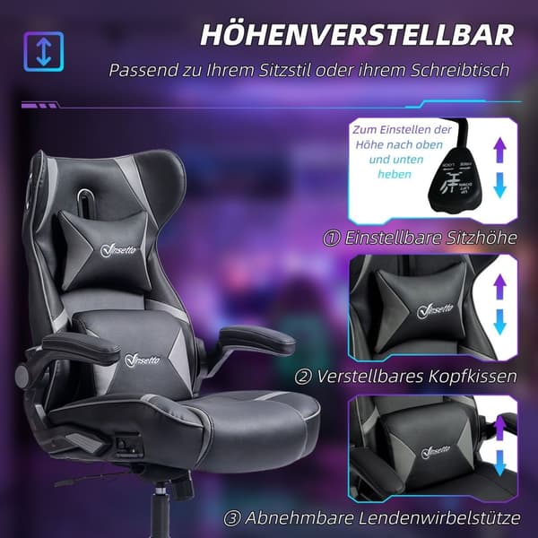 Rootz Rocking Gaming Stol med højttaler - Ergonomisk stol - Gamer -stol - Lumbar Support - 69 cm x 73 cm x 112-118 cm