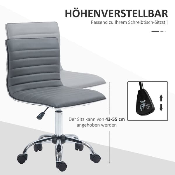 Rootz Swivel Stol - Kontorstol - Salon sæde - Højde justerbar 43-55 cm - Faux læderkomfort - 48L x 52W x 78-90H cm
