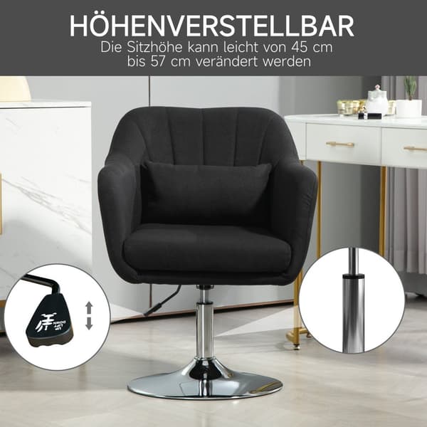 Rootz Swivel Office Stol - Højdejusterbar - Roterende lænestol - Maksimal komfort - 60 cm x 60 cm x 79-91 cm - Sort