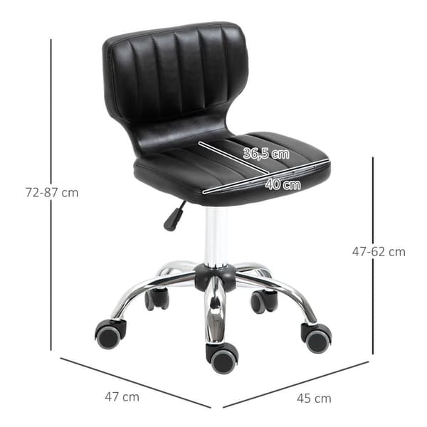 Rootz drejelig rullende afføring - Ergonomisk arbejdsstol - Højdejusterbar stol - 47-62 cm - Polstret PU -læder - 45L x 47W x 72-87H cm
