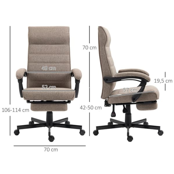 Rootz Swivel vippende kontorstol - Højdejusterbar - Ergonomisk siddepladser - Linned Look - 68W X 67d x 106-114h cm - Komfortabel og luftig