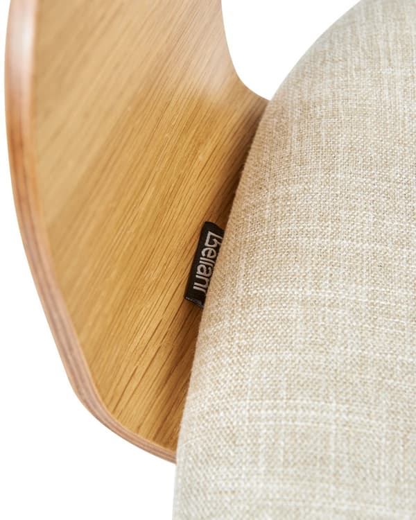Kontorstol Lyst træ Lys beige Polyester Stol Justerbar højde Drejelige Metalben med hjul Kontorbordsstol