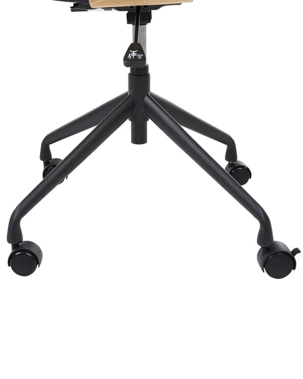 Kontorstol Lyst træ Lys beige Polyester Stol Justerbar højde Drejelige Metalben med hjul Kontorbordsstol