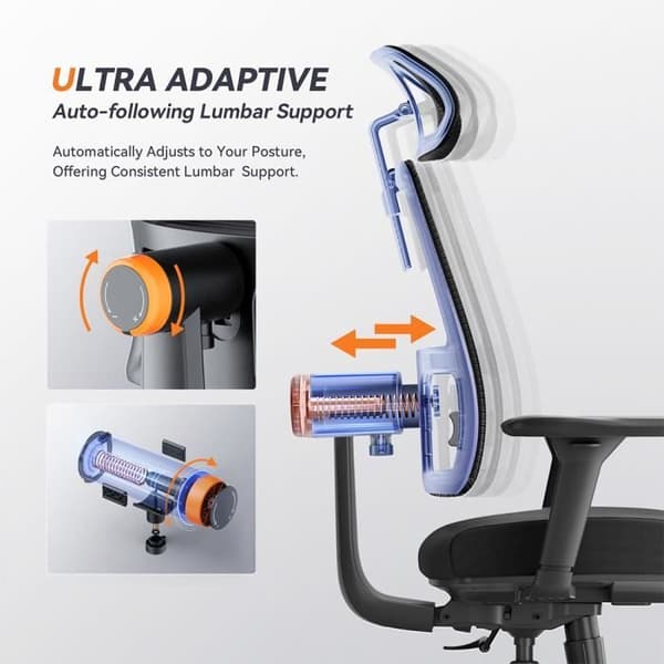 NEWTRAL MAGICH002 Ergonomisk stol - Auto-Following Ryggstöd - Adaptivt nedre ryggstöd - 4D lutande armstöd