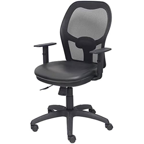 Kontorsstol - PIQUERAS Y CRESPO - Jorquera - Svart konstläder - Ergonomiskt ryggstöd - Justerbara armstöd