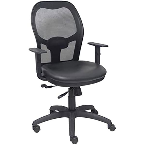 Kontorsstol - PIQUERAS Y CRESPO - Jorquera - Svart konstläder - Ergonomiskt ryggstöd - Justerbara armstöd