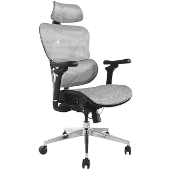 Utrustad ergonomisk kontorsstol med nackstöd och armstöd