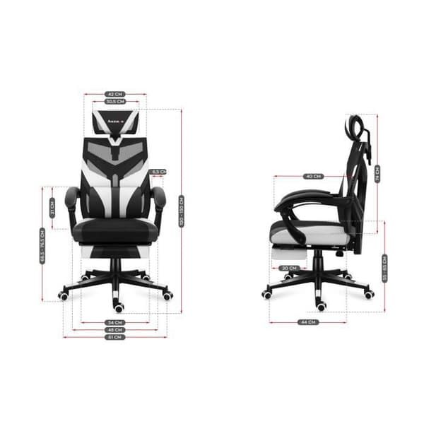 HUZARO COMBAT 5.0 spelstol Vit, Justerbar höjd, Kontorsstol, Svankstöd, Fotstöd, Nackstöd, Gaming PC