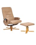 Miniatyrbilde 1 av 11: Hvilestol Lys Brun med Fotstøtte Kunstskinn Polstret Treramme Svingbar Justerbar Oppvarming Massasjefunksjon Retro Design