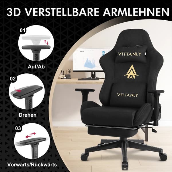 Spelstol, 3D Justerbara Armstöd, Äkta Läder,armégrön