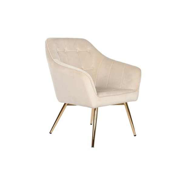 Lenestol DKD Home Decor Krem Gyllen Metall 74 x 74 x 90 cm
