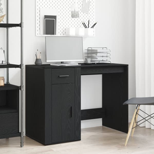 vidaXL Kirjoituspöytä Musta Tammi 100x49x75 cm Tekninen Puu