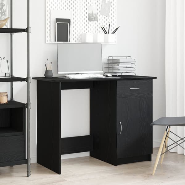 vidaXL Skrivebord Sort eg Konstrueret træ 100x50x76 cm Holdbart