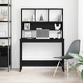 Miniatyrbilde 4 av 11: vidaXL Skrivebord med hyller svart eik 102x45x148 cm konstruert tre
