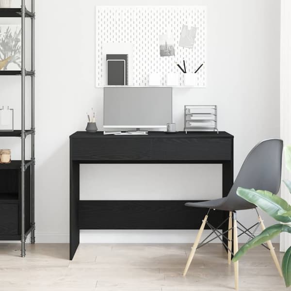 vidaXL skrivebord 101x50x76,5 cm konstrueret træ sort egetræsfarve