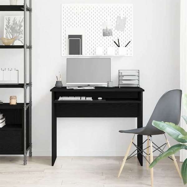 vidaXL Skrivebord svart eik 90x50x74 cm konstruert tre