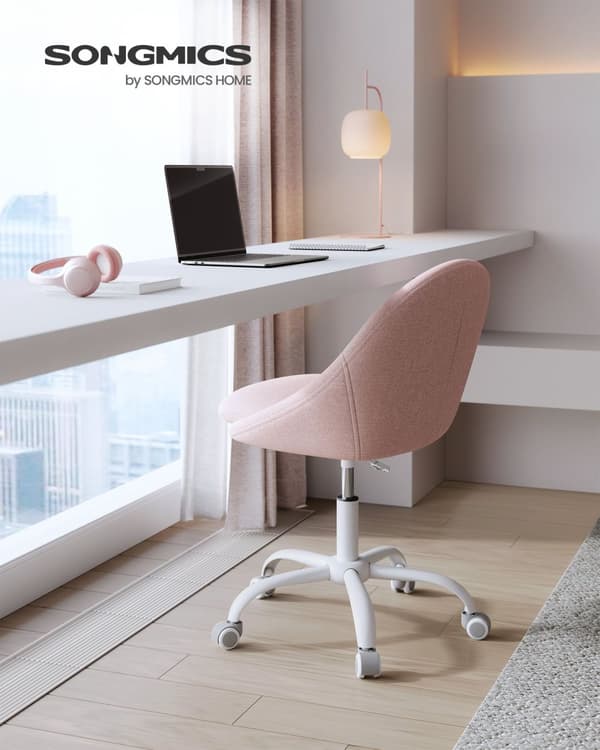 Svängstol, SONGMICS Hemmakontor, 60 x 60 x (80-90) cm, Grå, Rosa.