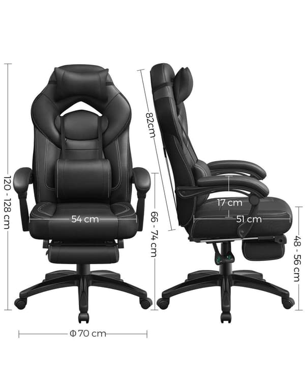 Gaming Stol, SONGMICS OBG77BR, 70x64 cm, Sort-Rød