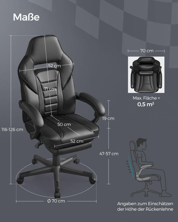 Gamingstol, SONGMICS, Sort-Rød