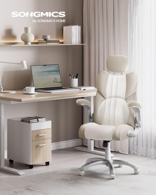 Kontorstol, SONGMICS OBG65BK, 70x70 cm, Cremehvid