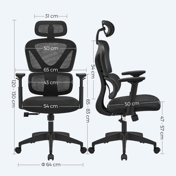Kontorsstol, SONGMICS OBN064B01, Svart