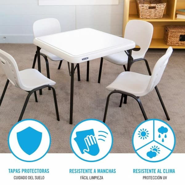 Barnbord Lifetime Hopfällbar Vit Stål Plast 61 x 61 x 53,5 cm