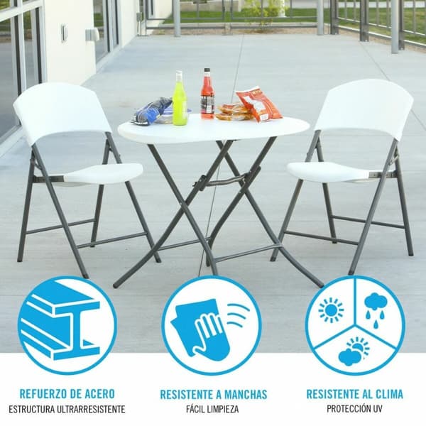 Fällbord Lifetime Vit Rund Stål Plast 83 x 73,5 cm