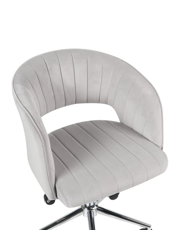 Kontorstol Lysegrå Velour Moderne Skrivebordsstol med Hjul Drejestol til Pigeværelse Ergonomisk Stol med Armlæn