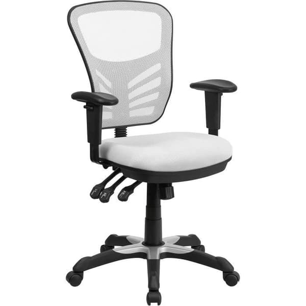 Flash Furniture Nicholas Snurrbar Kontorssoffa med Medelhögt Rygstödsstöd och Spel, Vit