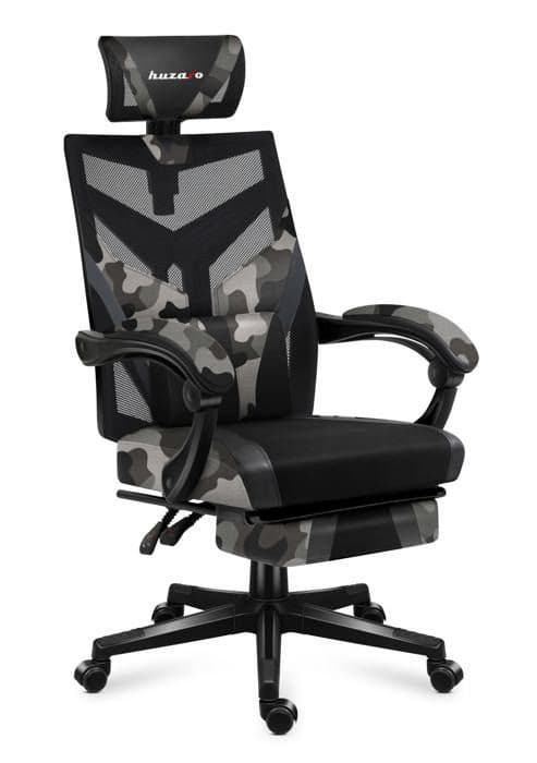 HUZARO COMBAT 5.0 Camo spelstol, Justerbar höjd, Kontorsstol, Svankstöd, Fotstöd, Nackstöd, Gaming PC