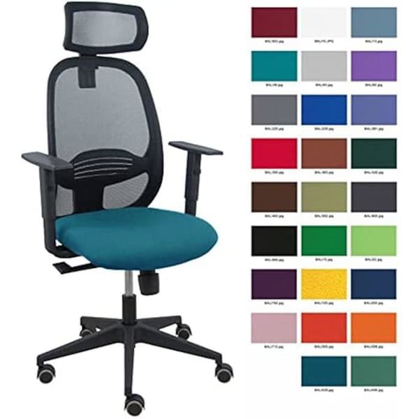 Ergonomisk kontorsstol - PIQUERAS Y CRESPO - Modell Bali - Svart - Justerbara armstöd - Justerbart huvudstöds.