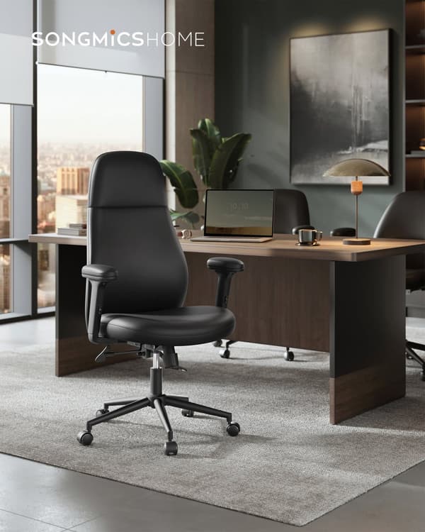 Kontorstol, SONGMICS HOME, 70x70x(114-122) cm, Blæksort.