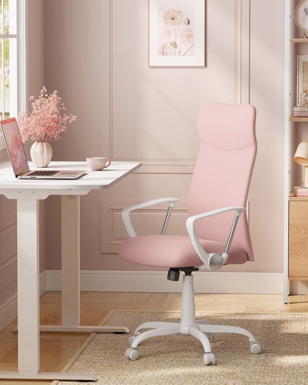 Kontorstol, SONGMICS, 64 x 64 x 110-120 cm, Pastelrosa
