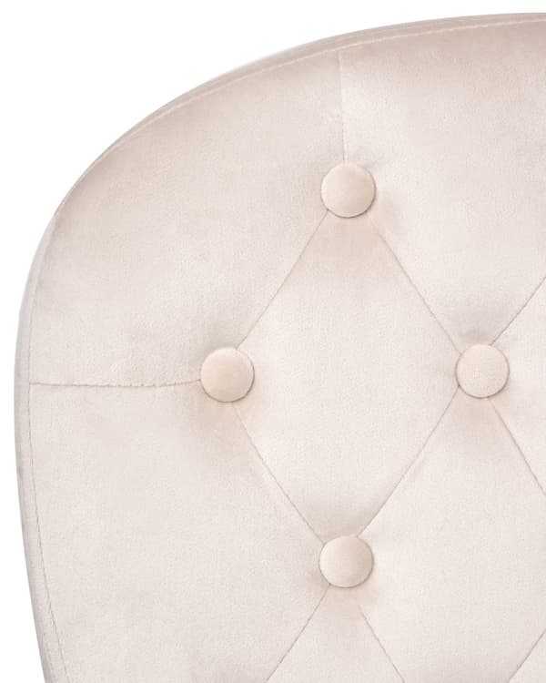 Kontorstol Beige Velour Gas Lift Højdejusterbar Knap med Tuftet Ryglæn og Fuld Drejelig