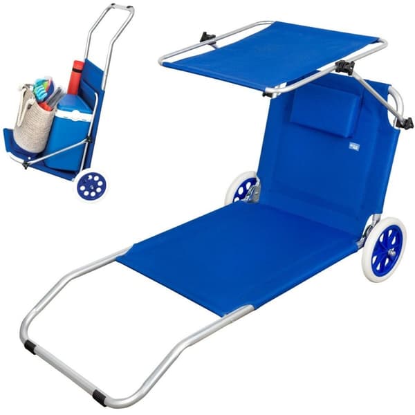 Sammenklappelig lounger-campingstol Aktive Blå 62 x 62 x 117 cm Foldevogn Markise (2 enheder)