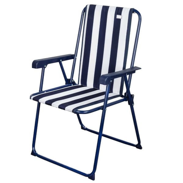 Polstrede Campingstol Aktive Stribet Hvid Marineblå 43 x 85 x 47 cm (4 enheder)