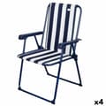 Miniatyrbillede 1 af 5: Polstrede Campingstol Aktive Stribet Hvid Marineblå 43 x 85 x 47 cm (4 enheder)