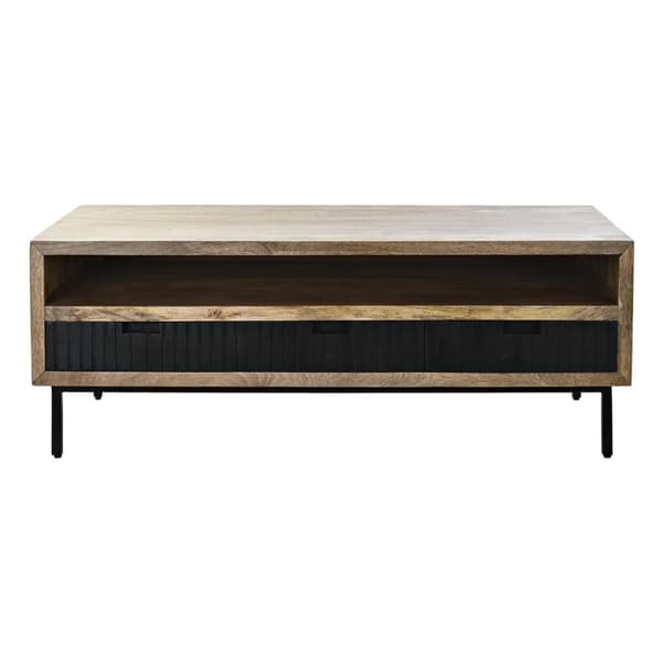 Sofabord DKD Home Decor Sort Lys brun Metal Mangotræ 120 x 60 x 45 cm