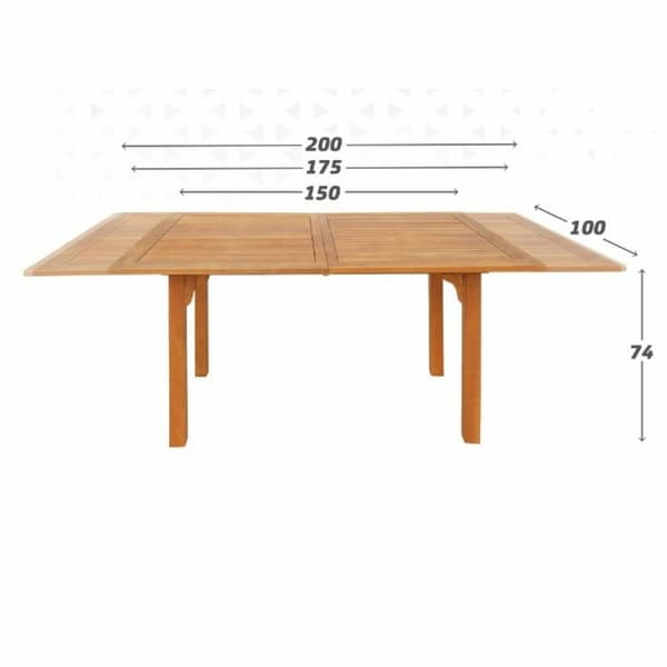 Bord der kan slås ud Aktive Akacie Rektangulær 200 x 100 x 74 cm