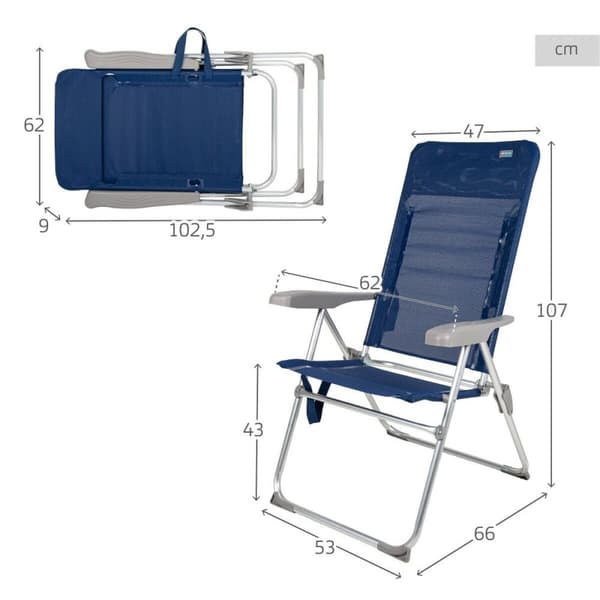Strandkurv Aktive Slim Foldbar Marineblå 47 x 107 x 66 cm (4 enheder)
