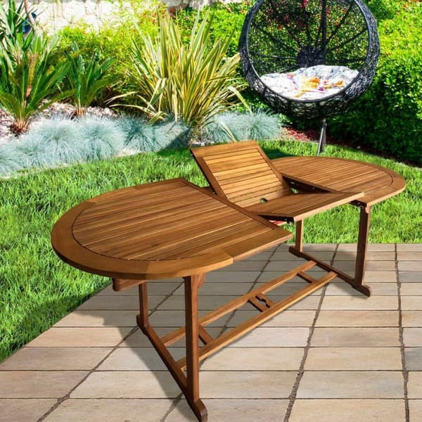 Bord der kan slås ud Aktive Akacie Forlængbar Oval 200 x 100 x 74 cm