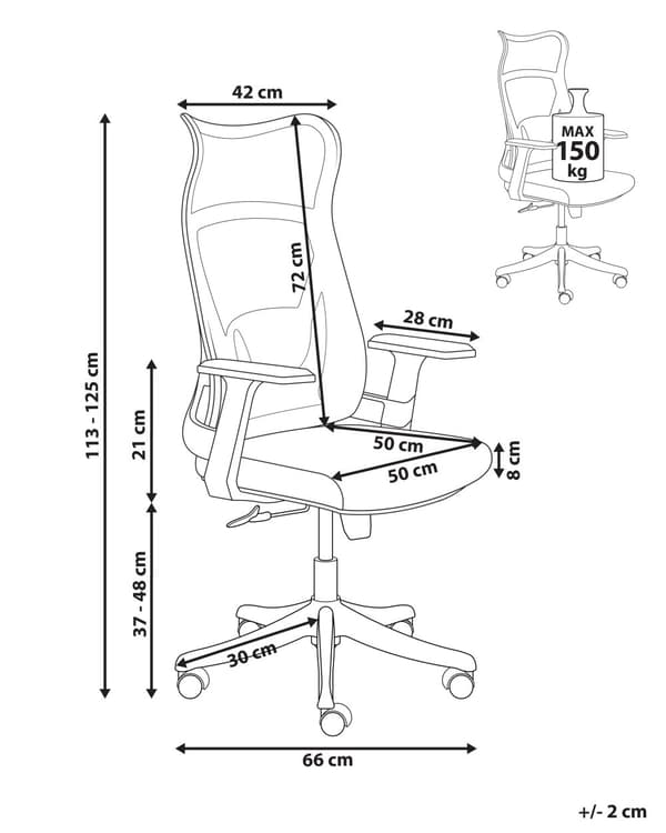 Kontorstol Grøn Mesh 150 kg Ergonomisk Stol til Kontor med Drej Computerstol med Armlæn Hjemmekontorstol med Bløde Hjul