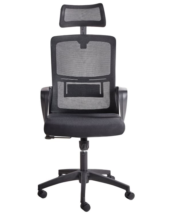 Kontorstol Sort Mesh 150 kg Ergonomisk Stol til Kontor med Nakkestøtte Computerstol med Armlæn Hjemmekontorstol med Bløde Hjul