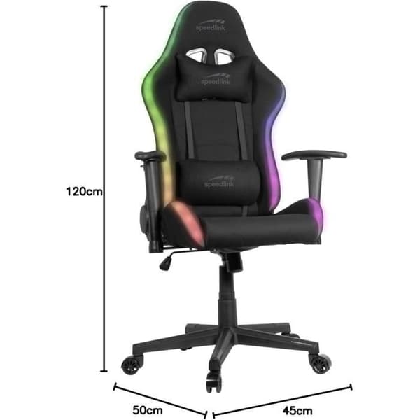 Speedlink REGYS RGB Spelstol kontorsstol för gamers, justerbar höjd, med belysning, svart