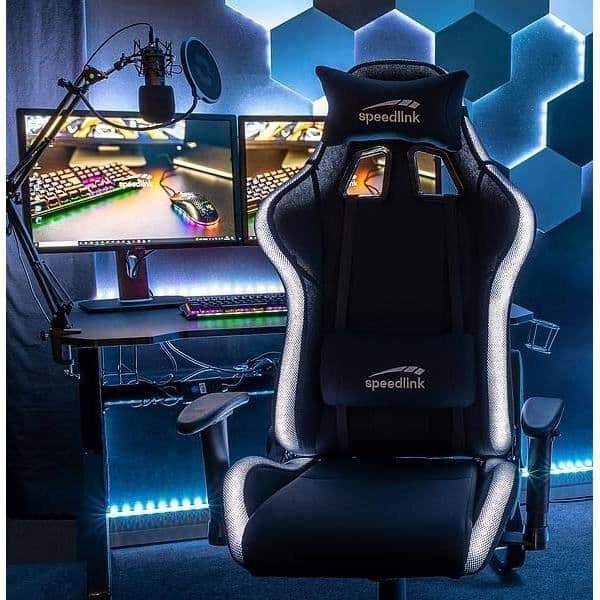 Speedlink REGYS RGB Spelstol kontorsstol för gamers, justerbar höjd, med belysning, svart
